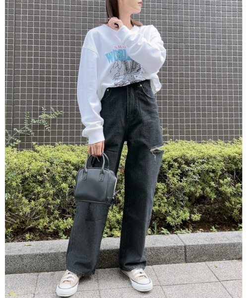 &soiree(アンドソワレ)の「【&soiree】ハイウエストダメージワイドデニムパンツ(デニムパンツ・レディース・グレー/ブラック・SMALL)」の7枚目の写真