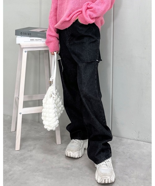 &soiree(アンドソワレ)の「【&soiree】ハイウエストダメージワイドデニムパンツ(デニムパンツ・レディース・グレー/ブラック・SMALL)」の8枚目の写真