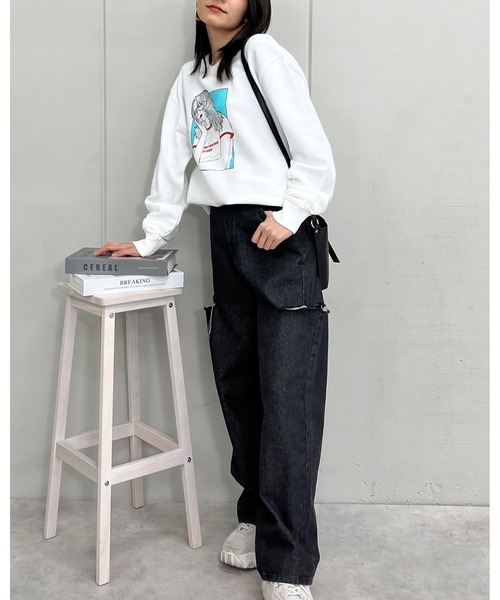 &soiree(アンドソワレ)の「【&soiree】ハイウエストダメージワイドデニムパンツ(デニムパンツ・レディース・グレー/ブラック・SMALL)」の11枚目の写真