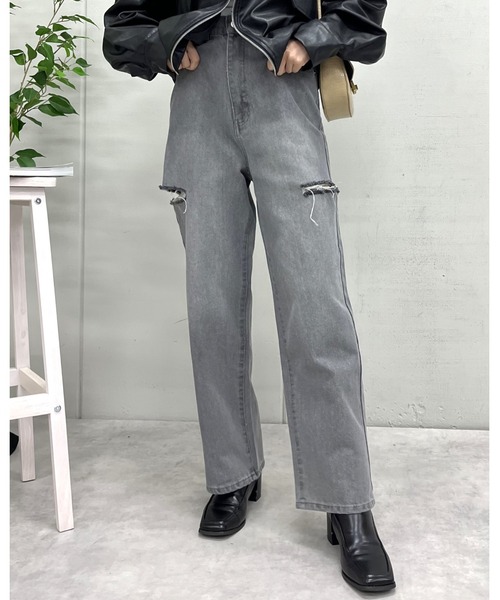 &soiree(アンドソワレ)の「【&soiree】ハイウエストダメージワイドデニムパンツ(デニムパンツ・レディース・グレー/ブラック・SMALL)」の16枚目の写真