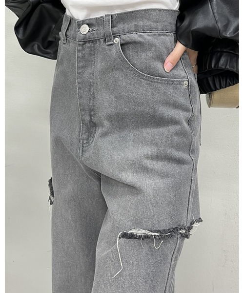 &soiree(アンドソワレ)の「【&soiree】ハイウエストダメージワイドデニムパンツ(デニムパンツ・レディース・グレー/ブラック・SMALL)」の20枚目の写真