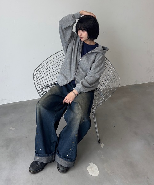 MandO(Auntie Rosa)(エムオー)の「スタッズワイドデニムパンツ(デニムパンツ・メンズ・インディゴブルー/ブラック・LARGE/MEDIUM/SMALL)」の2枚目の写真