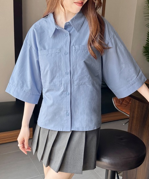 ReRe(リリ)の「前後差丈シャツブラウス(シャツ/ブラウス・レディース・ホワイト/ブルー/ブラック・MEDIUM)」の11枚目の写真