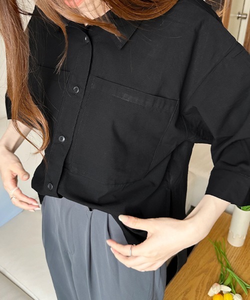 ReRe(リリ)の「前後差丈シャツブラウス(シャツ/ブラウス・レディース・ホワイト/ブルー/ブラック・MEDIUM)」の16枚目の写真