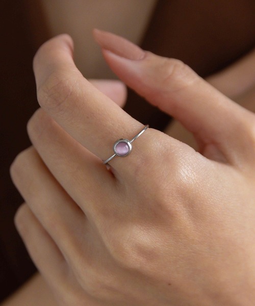 abaskdesign（アバスクデザイン）の「金属アレルギー対応 天然石 ラウンドモチーフ 華奢リング（リング・レディース・B/G/I/A/H/C/D/E/F/K/L/M/N/P/R/Q/J/O・11号/14号）」の10枚目の写真