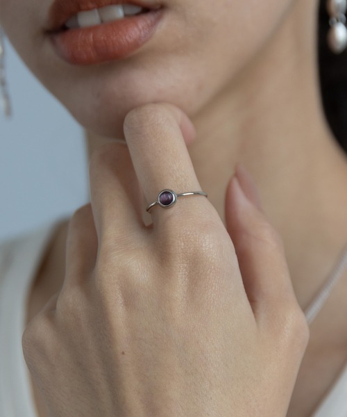 abaskdesign（アバスクデザイン）の「金属アレルギー対応 天然石 ラウンドモチーフ 華奢リング（リング・レディース・B/G/I/A/H/C/D/E/F/K/L/M/N/P/R/Q/J/O・11号/14号）」の11枚目の写真