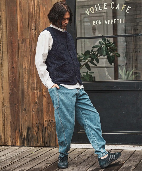 CAMBIO（カンビオ）の「mcg3696- ストレッチケーブルキルティングノーカラーベスト(CAM-7331)（ベスト・メンズ・ブラック/グレー/ネイビー・S/M/L/XL）」の8枚目の写真