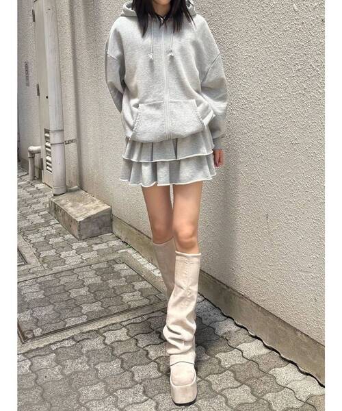 EMODA（エモダ）の「シェービングオーバージップフーディ（パーカー・レディース・グレー/ブラック/ライトグレー・FREE）」の22枚目の写真