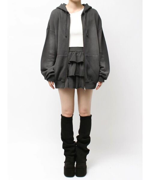 EMODA（エモダ）の「シェービングオーバージップフーディ（パーカー・レディース・グレー/ブラック/ライトグレー・FREE）」の7枚目の写真