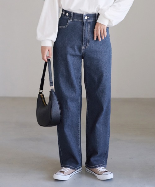 Viola e Viola(ヴィオラエヴィオラ)の「《本格デニム×ストレッチ》隠しゴムで見た目すっきり楽ちんデニム(デニムパンツ・レディース・ブルー/ライトブルー/ネイビー・LL/L/M)」の3枚目の写真