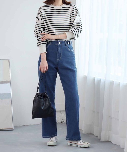 Viola e Viola(ヴィオラエヴィオラ)の「《本格デニム×ストレッチ》隠しゴムで見た目すっきり楽ちんデニム(デニムパンツ・レディース・ブルー/ライトブルー/ネイビー・LL/L/M)」の9枚目の写真