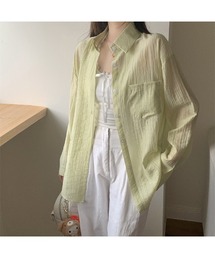 7色展開　オーバーサイズ 長袖シアーシャツ
