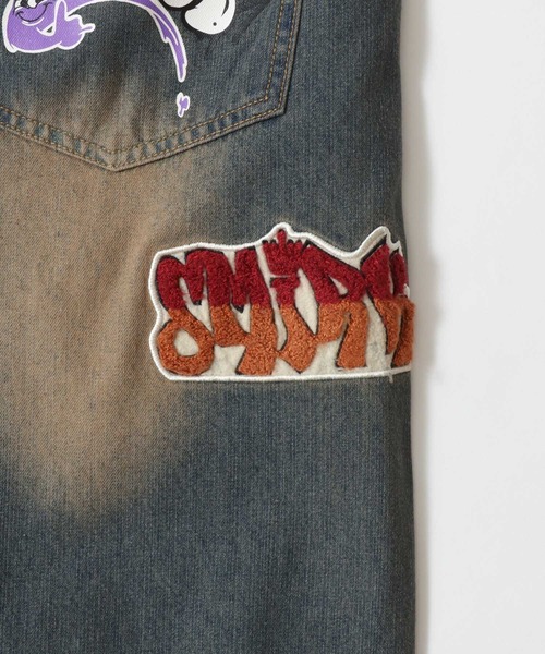 SITRY（シトリー）の「2026SS新色追加 Street Design Patch ＆ Print Barrel Leg Denim Pants/ストリートデザイン ワッペン＆プリント バレルレッグデニムパンツ ワイドデニムパンツ（デニムパンツ・メンズ・ブルー/ブラック/ホワイト・L/M）」の5枚目の写真