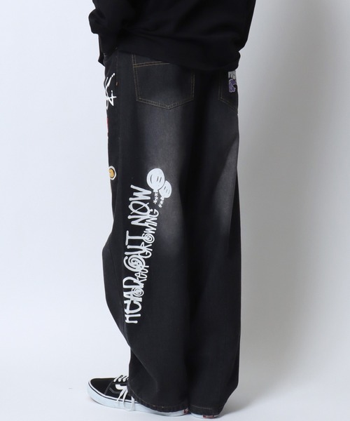 SITRY（シトリー）の「2026SS新色追加 Street Design Patch ＆ Print Barrel Leg Denim Pants/ストリートデザイン ワッペン＆プリント バレルレッグデニムパンツ ワイドデニムパンツ（デニムパンツ・メンズ・ブルー/ブラック/ホワイト・L/M）」の10枚目の写真
