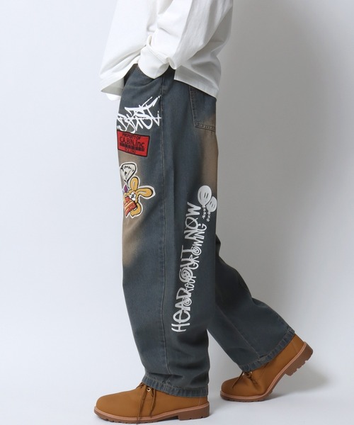 SITRY（シトリー）の「2026SS新色追加 Street Design Patch ＆ Print Barrel Leg Denim Pants/ストリートデザイン ワッペン＆プリント バレルレッグデニムパンツ ワイドデニムパンツ（デニムパンツ・メンズ・ブルー/ブラック/ホワイト・L/M）」の16枚目の写真