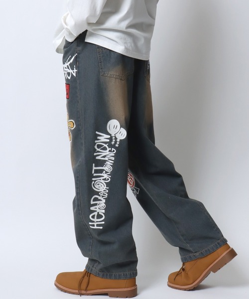 SITRY（シトリー）の「2026SS新色追加 Street Design Patch ＆ Print Barrel Leg Denim Pants/ストリートデザイン ワッペン＆プリント バレルレッグデニムパンツ ワイドデニムパンツ（デニムパンツ・メンズ・ブルー/ブラック/ホワイト・L/M）」の18枚目の写真