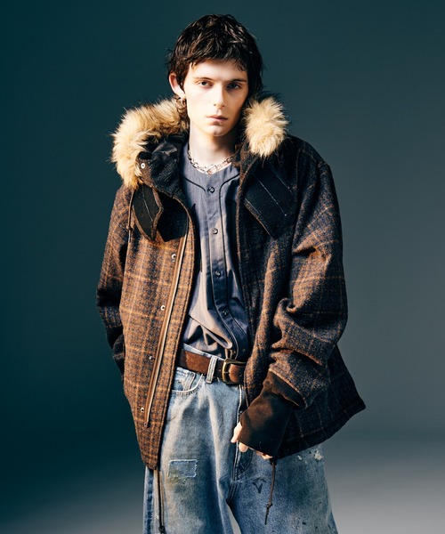 美品／グラム glamb／グランジ系 モッズコート／ジャケット／②／Mサイズ glamb(グラム)】Emblem High Neck Mods Coat エンブレム