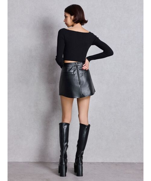 GYDA(ジェイダ)の「FRONT OPENリブニットトップス(ニット/セーター・レディース・ブラック/オフホワイト・FREE)」の6枚目の写真