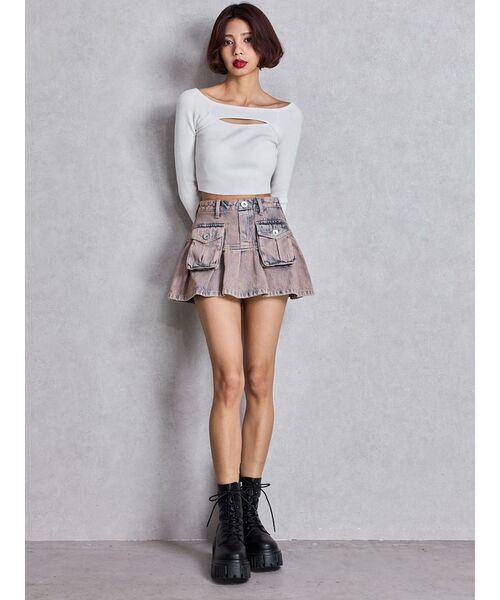 GYDA(ジェイダ)の「FRONT OPENリブニットトップス(ニット/セーター・レディース・ブラック/オフホワイト・FREE)」の10枚目の写真