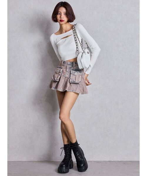 GYDA(ジェイダ)の「FRONT OPENリブニットトップス(ニット/セーター・レディース・ブラック/オフホワイト・FREE)」の12枚目の写真