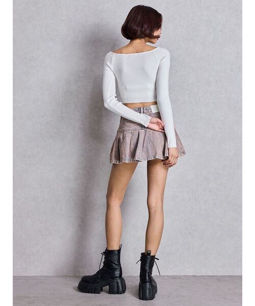 GYDA(ジェイダ)の「FRONT OPENリブニットトップス(ニット/セーター・レディース・ブラック/オフホワイト・FREE)」の13枚目の写真