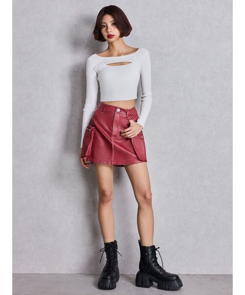 GYDA(ジェイダ)の「FRONT OPENリブニットトップス(ニット/セーター・レディース・ブラック/オフホワイト・FREE)」の14枚目の写真