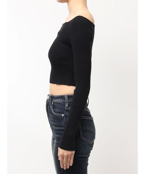 GYDA(ジェイダ)の「FRONT OPENリブニットトップス(ニット/セーター・レディース・ブラック/オフホワイト・FREE)」の17枚目の写真