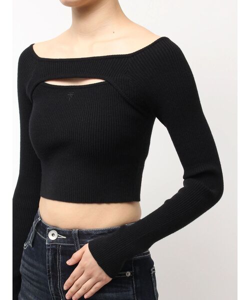 GYDA(ジェイダ)の「FRONT OPENリブニットトップス(ニット/セーター・レディース・ブラック/オフホワイト・FREE)」の20枚目の写真