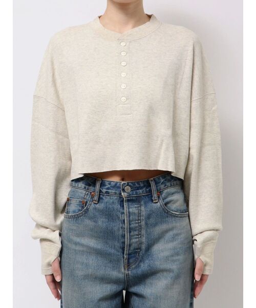 Ungrid(アングリッド)の「FAITH MILLS別注ヘンリーネックショートロングスリーブTee(Tシャツ/カットソー・レディース・チャコールグレー/ライトグレー/ピンク/イエロー・FREE)」の7枚目の写真