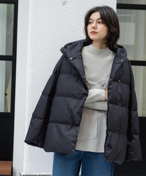 OPAQUE.CLIP（オペークドットクリップ）の「撥水フードミドルダウンコート【防風/抗菌防臭/洗濯機OK】《S～LL》（ダウンジャケット/コート・レディース・ブラック/オフホワイト/キャメル・40/38/36/42）」の17枚目の写真