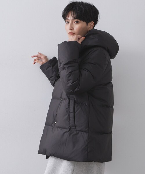 撥水フードミドルダウンコート【防風/抗菌防臭/洗濯機OK】《S～LL