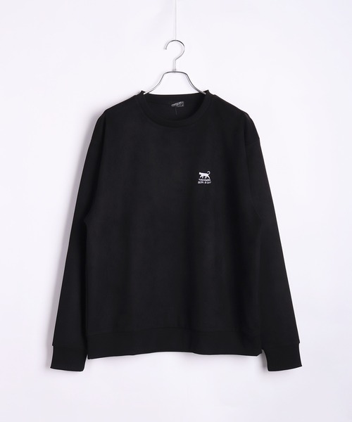 WESTSEA（ウエストシー）の「TASOGARE フェイクスエード 猫 バックプリント トレーナー（スウェット・メンズ・ブラック/ホワイト系その他/ブラック系その他/オフホワイト・L/M）」の9枚目の写真