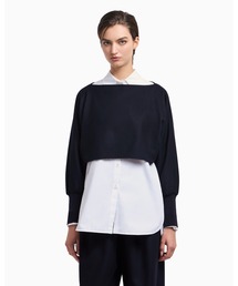 EMPORIO ARMANI | 【エンポリオ アルマーニ】Winter Urbanism カプセルコレクション クロップドトップス バージンウール混紡 ライトクロス(シャツ/ブラウス)