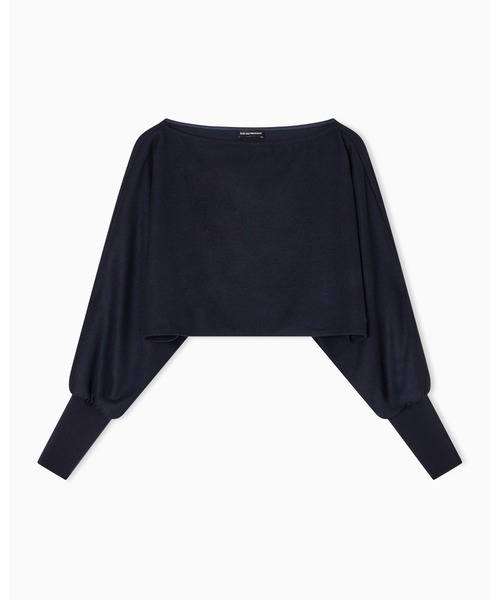 EMPORIO ARMANI(エンポリオアルマーニ)の「【エンポリオ アルマーニ】Winter Urbanism カプセルコレクション クロップドトップス バージンウール混紡 ライトクロス(シャツ/ブラウス・レディース・ネイビー・36/38/40)」の5枚目の写真