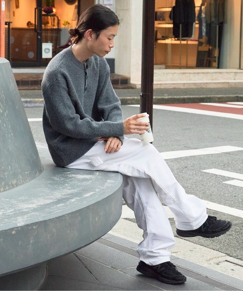 Theater code（シアターコード）の「Rib knit Henley neck knit sweater/畦編みヘンリーネックニットセーター（ニット/セーター・メンズ・ホワイト/ブラック/グレー・M/L）」の10枚目の写真