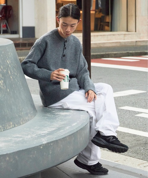 Theater code（シアターコード）の「Rib knit Henley neck knit sweater/畦編みヘンリーネックニットセーター（ニット/セーター・メンズ・ホワイト/ブラック/グレー・M/L）」の11枚目の写真