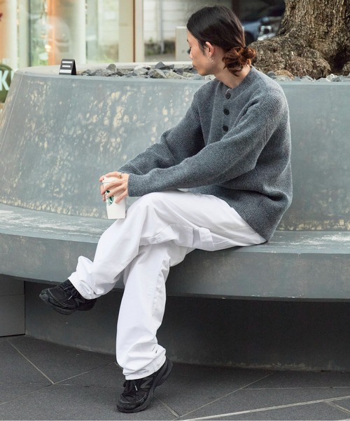 Theater code（シアターコード）の「Rib knit Henley neck knit sweater/畦編みヘンリーネックニットセーター（ニット/セーター・メンズ・ホワイト/ブラック/グレー・M/L）」の13枚目の写真