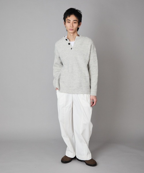 Theater code（シアターコード）の「Rib knit Henley neck knit sweater/畦編みヘンリーネックニットセーター（ニット/セーター・メンズ・ホワイト/ブラック/グレー・M/L）」の22枚目の写真