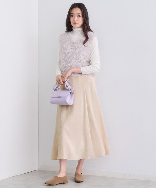 INDIVI（インディヴィ）の「【UVケア／セットアップ可能】スエード調サテンスカート（スカート・レディース・ベージュ系9/チャコールグレー/グレー系4・40/38/36/05/13/19/15 ）」の7枚目の写真