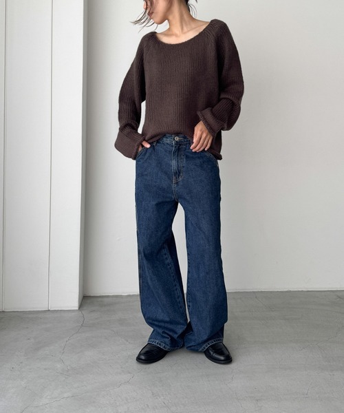 CANAL JEAN(キャナルジーン)の「El mar ラグランボートネックニット(ニット/セーター・レディース・ベージュ/ブラック/ブラウン・ONE SIZE)」の7枚目の写真