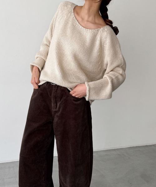 CANAL JEAN(キャナルジーン)の「El mar ラグランボートネックニット(ニット/セーター・レディース・ベージュ/ブラック/ブラウン・ONE SIZE)」の11枚目の写真