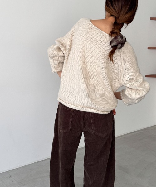 CANAL JEAN(キャナルジーン)の「El mar ラグランボートネックニット(ニット/セーター・レディース・ベージュ/ブラック/ブラウン・ONE SIZE)」の12枚目の写真