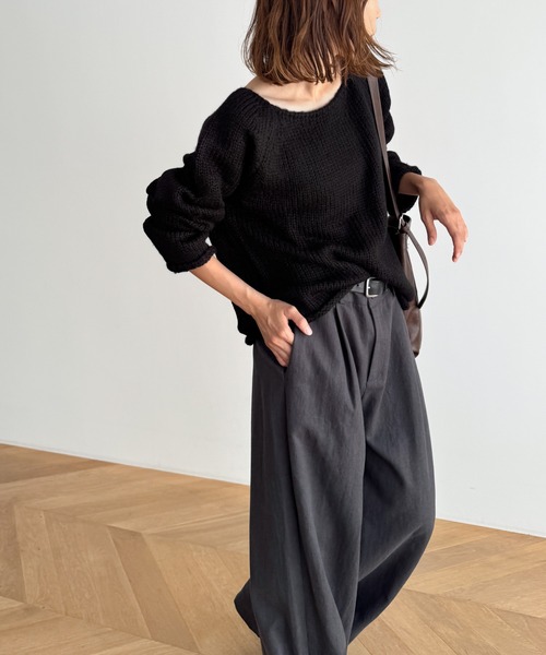 CANAL JEAN(キャナルジーン)の「El mar ラグランボートネックニット(ニット/セーター・レディース・ベージュ/ブラック/ブラウン・ONE SIZE)」の8枚目の写真