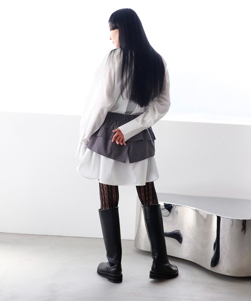 Three Four Time(スリーフォータイム)の「ジャケットフリルビスチェ(ベスト・レディース・ブラック/グレー・FREE)」の8枚目の写真