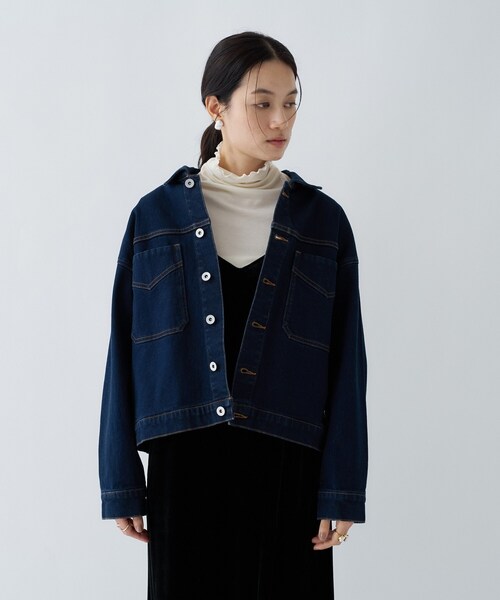 cloenc（クロエンス）の「【手洗い可】ストレッチデニムジャケット（デニムジャケット・レディース・ブルー/ネイビー・01/02/03）」の2枚目の写真