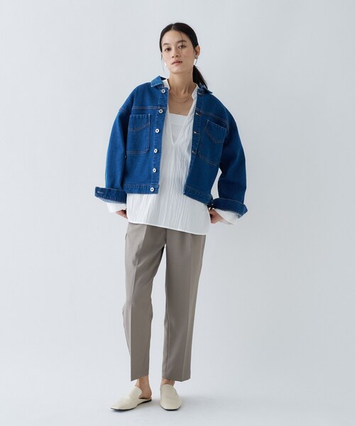 cloenc（クロエンス）の「【手洗い可】ストレッチデニムジャケット（デニムジャケット・レディース・ブルー/ネイビー・01/02/03）」の5枚目の写真