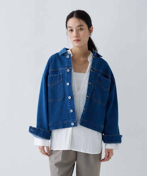 cloenc（クロエンス）の「【手洗い可】ストレッチデニムジャケット（デニムジャケット・レディース・ブルー/ネイビー・01/02/03）」の6枚目の写真