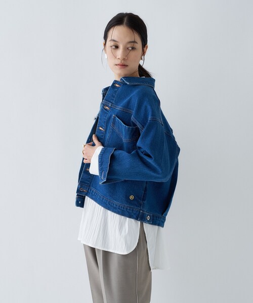 cloenc（クロエンス）の「【手洗い可】ストレッチデニムジャケット（デニムジャケット・レディース・ブルー/ネイビー・01/02/03）」の8枚目の写真