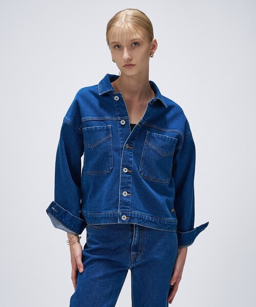 cloenc（クロエンス）の「【手洗い可】ストレッチデニムジャケット（デニムジャケット・レディース・ブルー/ネイビー・01/02/03）」の21枚目の写真