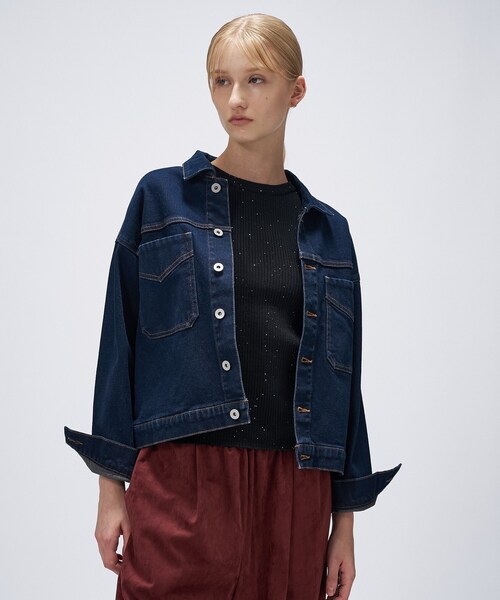 cloenc（クロエンス）の「【手洗い可】ストレッチデニムジャケット（デニムジャケット・レディース・ブルー/ネイビー・01/02/03）」の4枚目の写真